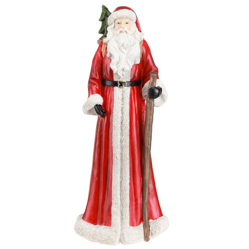 Article Figurine Père Noël avec panier rouge blanc vert or H36cm