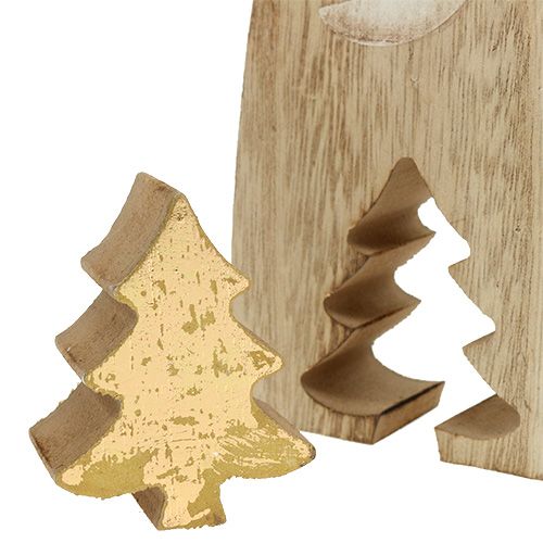 Floristik24 Père Noël en bois avec sapin doré 17cm