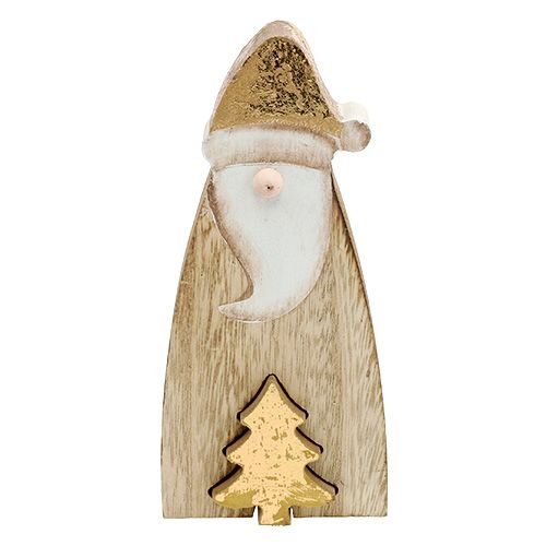 Floristik24 Père Noël en bois avec sapin doré 17cm