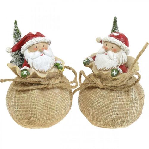 Floristik24 Figurine déco Père Noël dans un sac Décoration de Noël Ø8cm/H13cm 2pcs