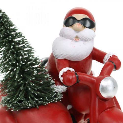Floristik24 Figurine décorative Père Noël à moto avec sapin 19,5×13×16cm