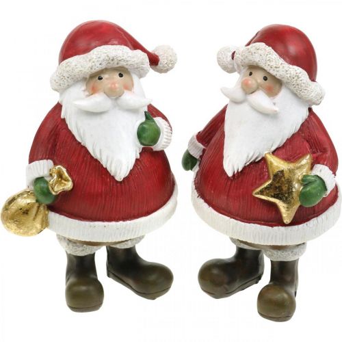 Floristik24 Figurine décorative Père Noël avec étoile / sac H13cm 2pcs