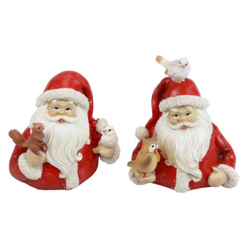 Article Figurines de Noël Père Noël avec animaux 10x7x9cm 2pcs