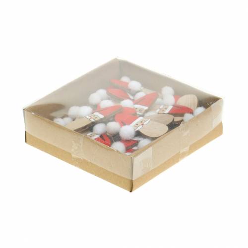 Floristik24 Décoration à parsemer Tête de Père Noël bois 4,5cm 36p