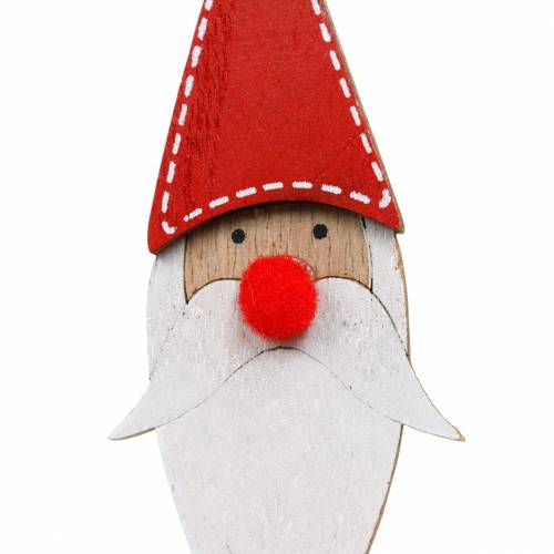Article Épingles en bois Père Noël avec ressort en métal rouge, blanc, naturel 12 / 13cm L36 / 36.5cm 12pcs