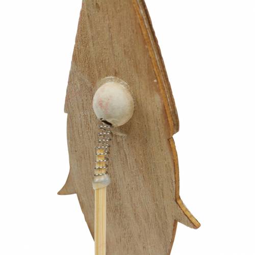 Article Épingles en bois Père Noël avec ressort en métal rouge, blanc, naturel 12 / 13cm L36 / 36.5cm 12pcs