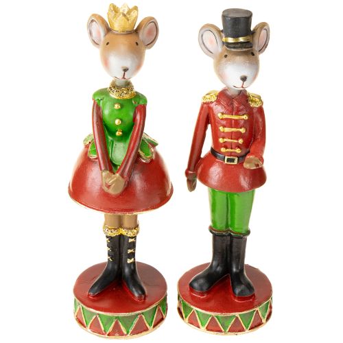 Floristik24 Figurines de décoration de Noël en forme de souris 14,5 cm rouge-vert 2 pièces