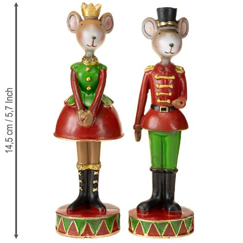 Article Figurines de décoration de Noël en forme de souris 14,5 cm rouge-vert 2 pièces