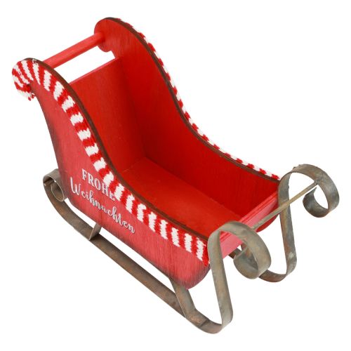 Floristik24 Traîneau de Noël Bois Métal Rouge Joyeux Noël L26cm