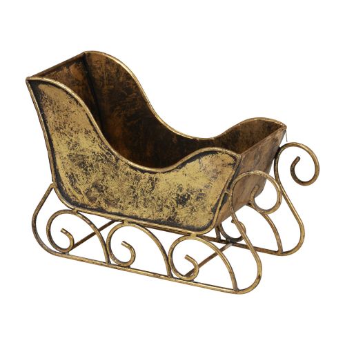 Floristik24 Traîneau de Noël traîneau décoratif en métal doré 30×12×20cm