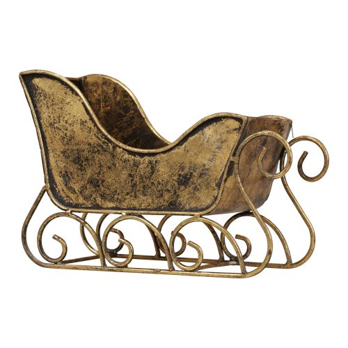 Floristik24 Traîneau de Noël traîneau décoratif en métal doré 30×12×20cm