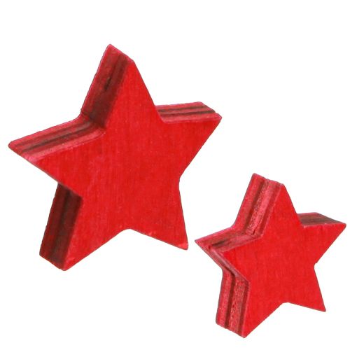 Floristik24 Décorations à disperser poinsettias en bois rouge Ø2,5–3,5 cm 36 pcs