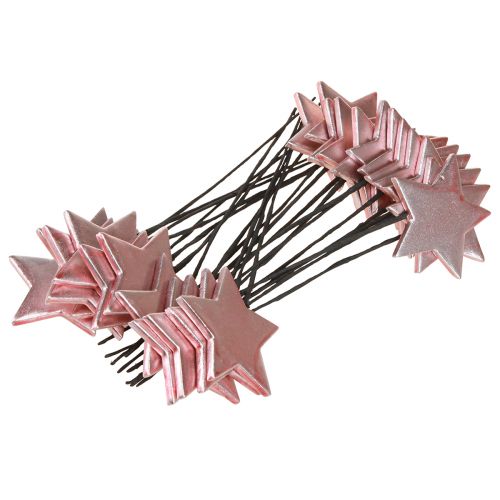 Article Poinsettias sur bâton rose Ø7cm – 2e choix – 24 pcs