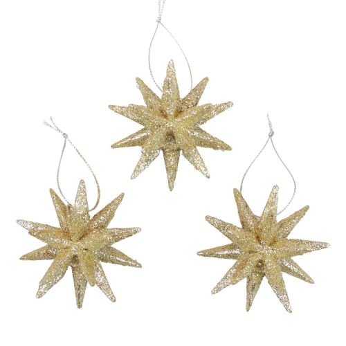 Floristik24 Poinsettias décorations de Noël paillettes dorées Ø7cm 6pcs