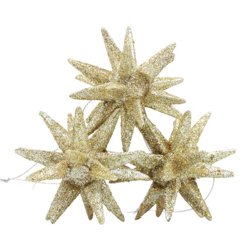 Floristik24 Poinsettias décorations de Noël paillettes dorées Ø7cm 6 pcs