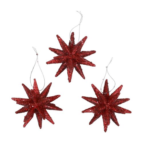 Floristik24 Décorations de Noël Poinsettias rouge pailleté Ø7cm 6pcs