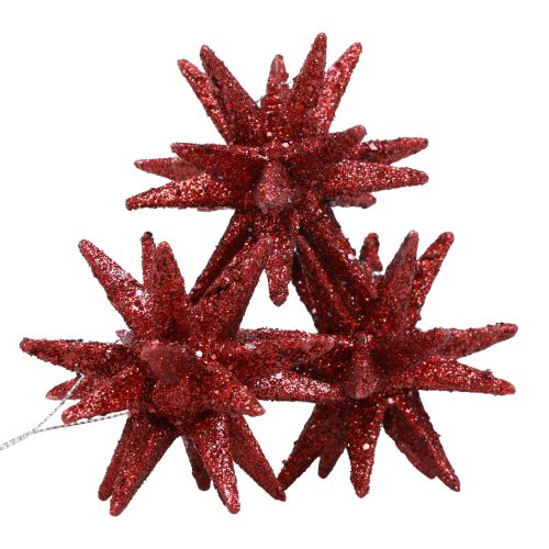 Floristik24 Poinsettias décorations de Noël rouge pailleté Ø7cm 6 pcs