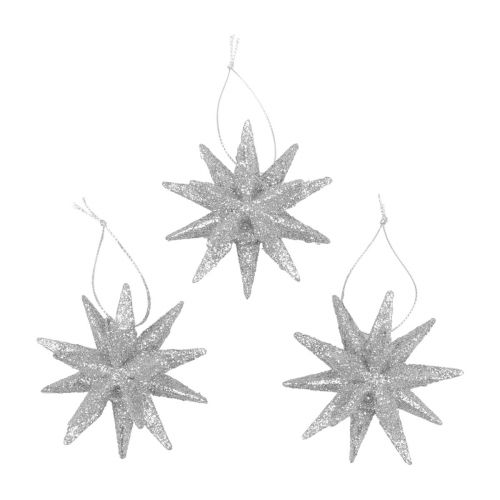 Poinsettias décorations de Noël argent pailleté Ø7cm 6pcs