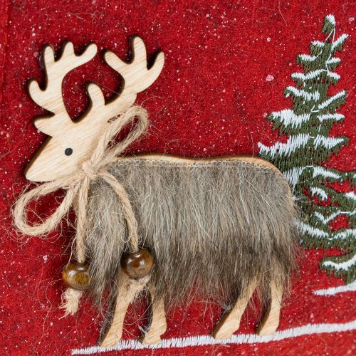 Article Sac de Noël rouge avec fourrure 15,5cm x 18cm 3 pcs