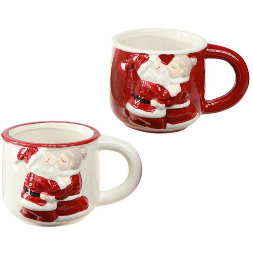 Article Tasse de Noël en céramique Couple de Noël rouge blanc H8,5cm 2pcs