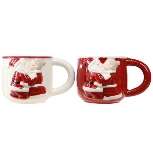 Article Tasse de Noël en céramique Couple de Noël rouge blanc H8,5cm 2pcs