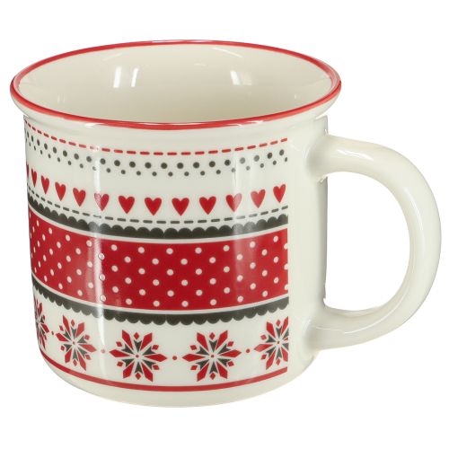 Mug de Noël en céramique rouge et blanc Ø10cm H9cm