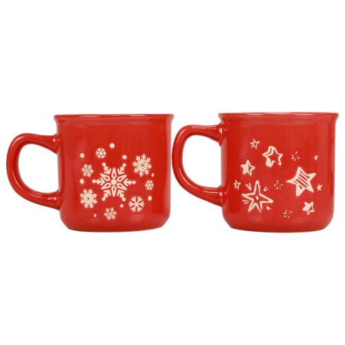 Floristik24 Tasses de Noël tasse tasse en céramique rouge H9cm 2pcs