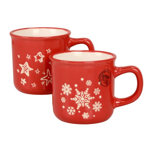 Floristik24 Tasses de Noël tasse tasse en céramique rouge H9cm 2pcs