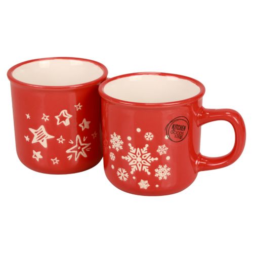 Floristik24 Tasses de Noël tasse tasse en céramique rouge H9cm 2pcs