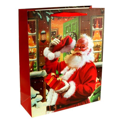 Floristik24 Sac de Noël avec le Père Noël 32cm x26cm x10cm