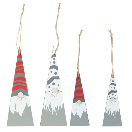Floristik24 Nains de Noël en bois à suspendre gris rouge 15/19,5 cm 8 pièces