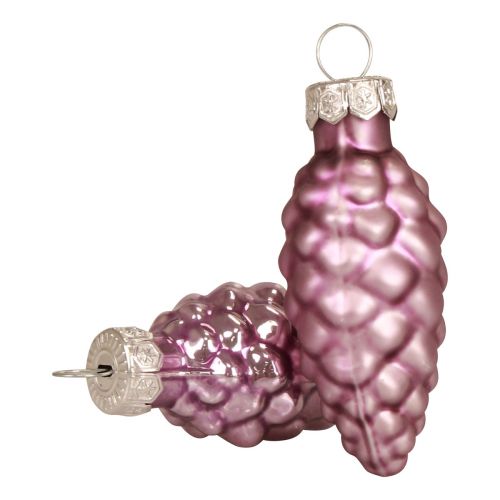 Floristik24 Cône de Noël en verre Cône de verre violet Noël 6.5cm 10p
