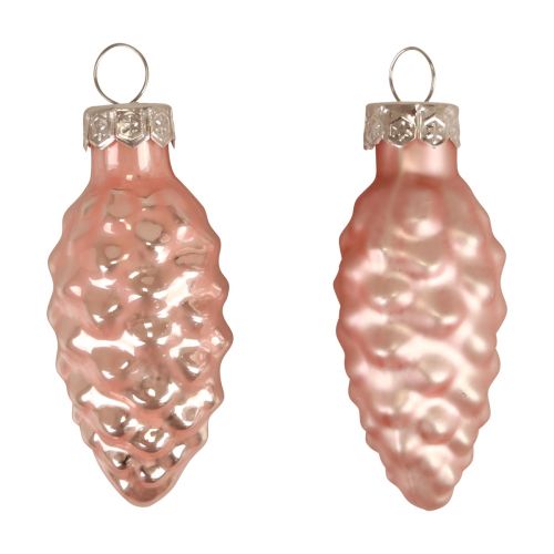 Floristik24 Cône de Noël en verre Cône en verre rose Noël 6.5cm 10p