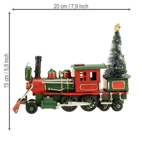 Article Train de Noël avec locomotive en sapin vert de Noël 20cm