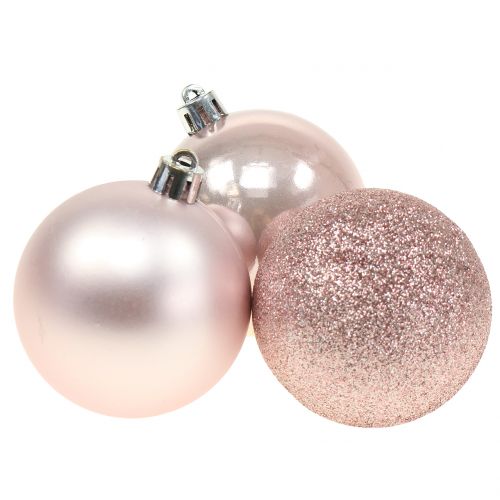 Floristik24 Boule de Noël plastique rose mix Ø6cm 10p