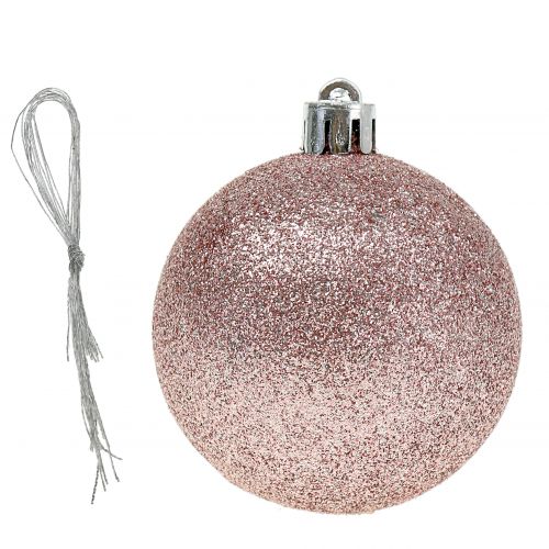 Article Boule de Noël plastique rose mix Ø6cm 10p