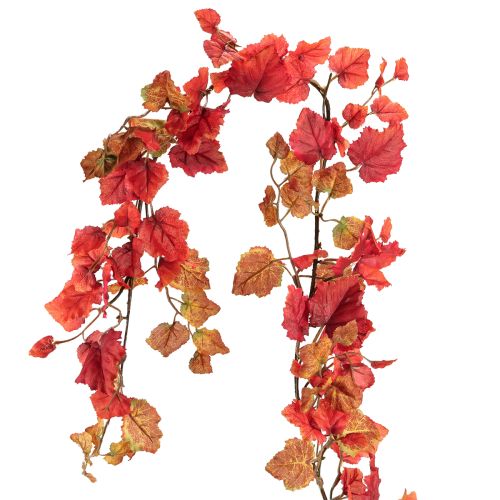 Floristik24 Guirlande de feuilles de vigne artificielles décoration d&#39;automne rouge 200 cm