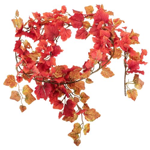 Article Guirlande de feuilles de vigne artificielles décoration d&#39;automne rouge 200 cm