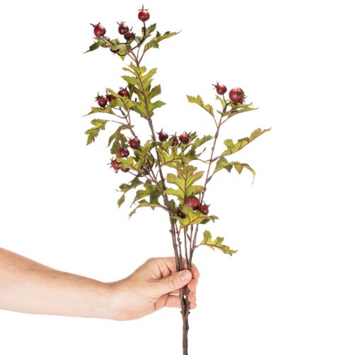 Branche d'aubépine artificielle avec baies rouges, décoration, 110 cm | Floristik24.be