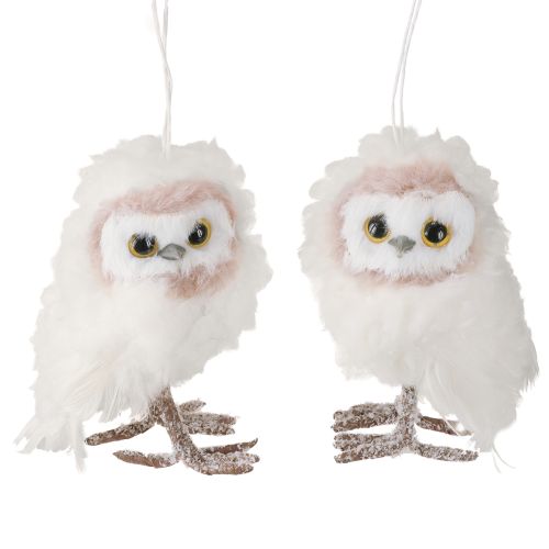 Floristik24 Décoration de hibou blanc à suspendre poussins de hibou blanc 12 cm 2 pièces