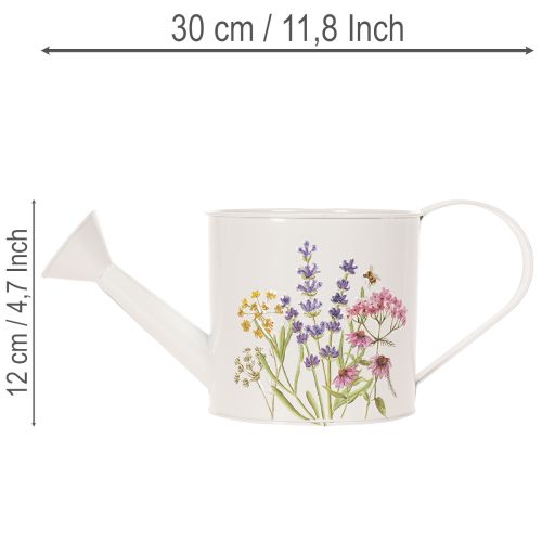 Arrosoir en métal blanc à motif floral, 13,5 cm, pot décoratif | Floristik24.be
