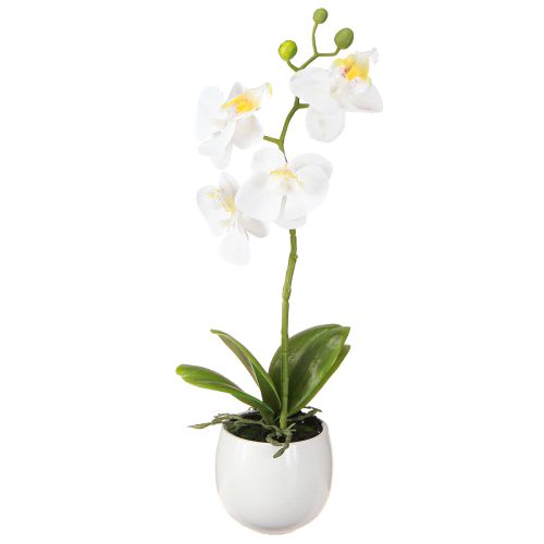 Orchidée blanche artificielle en pot Phalaenopsis H33cm