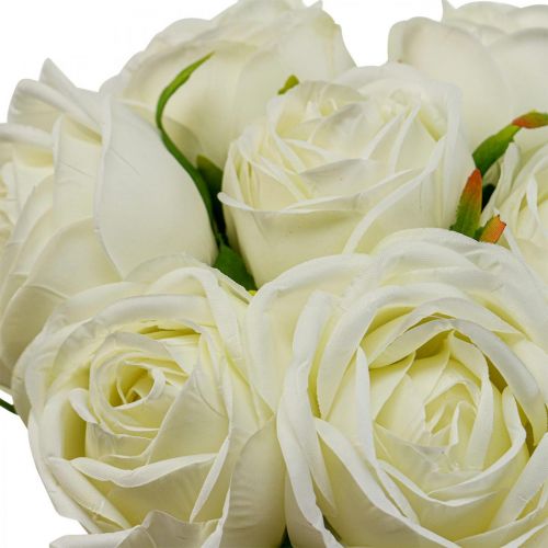 Floristik24 Roses blanches fleurs en soie roses artificielles en bouquet H28cm 7pcs