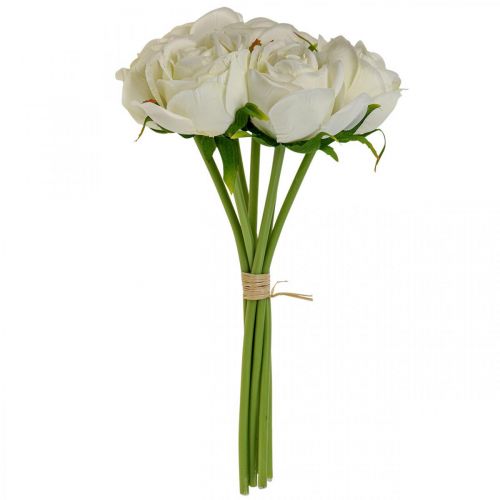 Floristik24 Roses blanches fleurs en soie roses artificielles en bouquet H28cm 7pcs