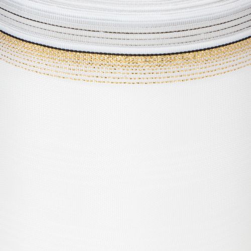 Article Ruban moiré blanc pour couronne, bordé de perles et de taffetas, ruban décoratif, ruban de deuil, largeur 100 mm, longueur 25 m