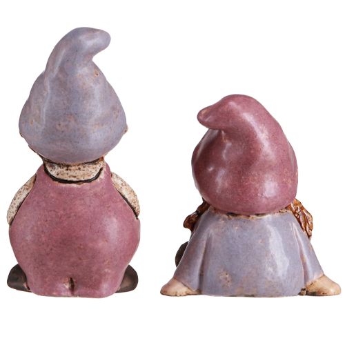 Article Gnome Spring Garçon Fille Paire Violet Rose H10/14cm 2 pcs