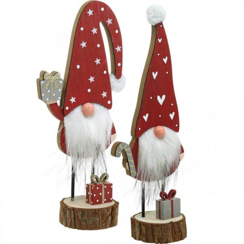 Floristik24 Décoration de nain en bois Nain de Noël H26/30cm 2pcs