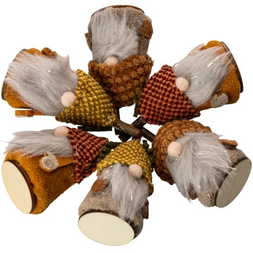 Ensemble de 6 figurines de gnome avec bonnet tricoté et gland, 10 cm | Floristik24.be