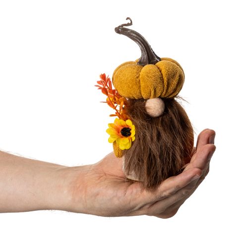 Figurine d'automne nain de jardin citrouille avec tournesol et barbe 16 cm 2 pièces | Floristik24.be