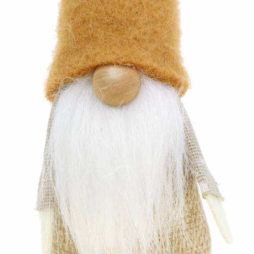 Floristik24 Lutin avec barbe marron, blanc, naturel 16cm 2pcs